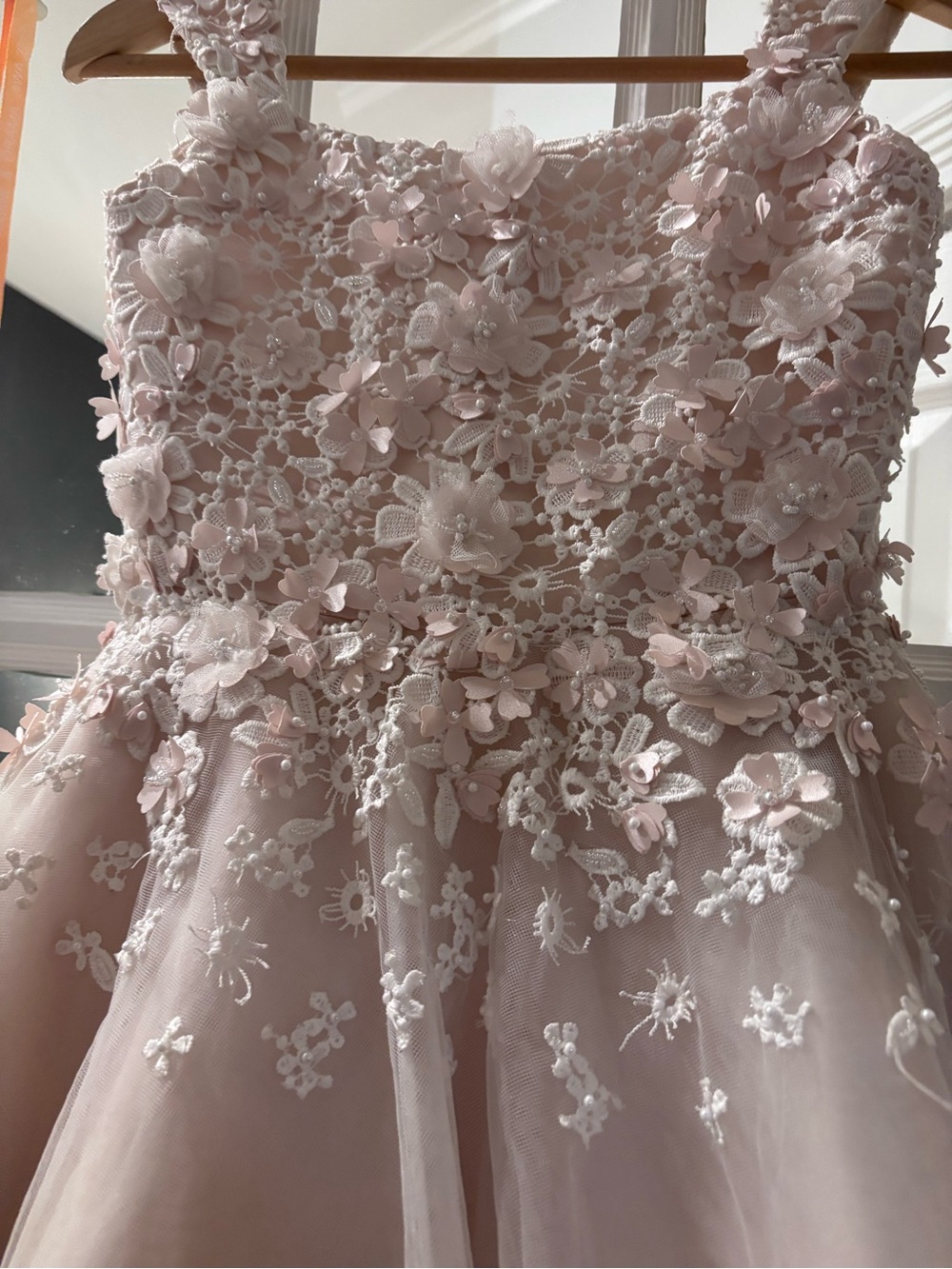 Joan Calabrese Ivory Floral Appliqué Tulle Ballgown Communion Dress - Picture 5 of 11